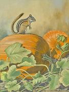 Chipmunk on Pumpkin by Warren W. Adams